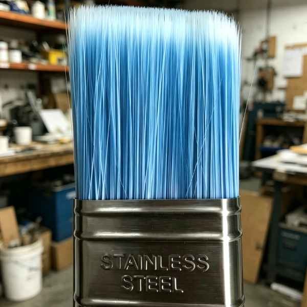 Paint brush head with synthetic filament 