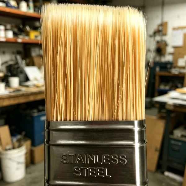 Paint brush head with synthetic filament 