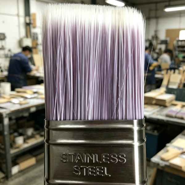 Paint brush head with synthetic filament 